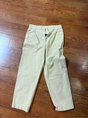 Women's Straight-Leg Pleated Pants in Light Tan